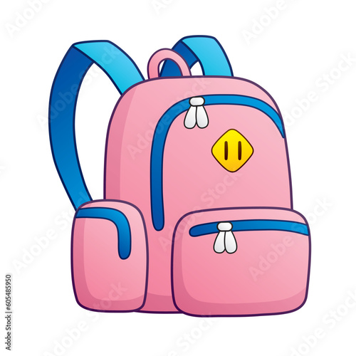 Pink backpack or school bag isolated