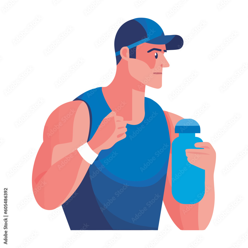 Muscular athlete in uniform exercising with equipment Muscular athlete in uniform exercising with equipment