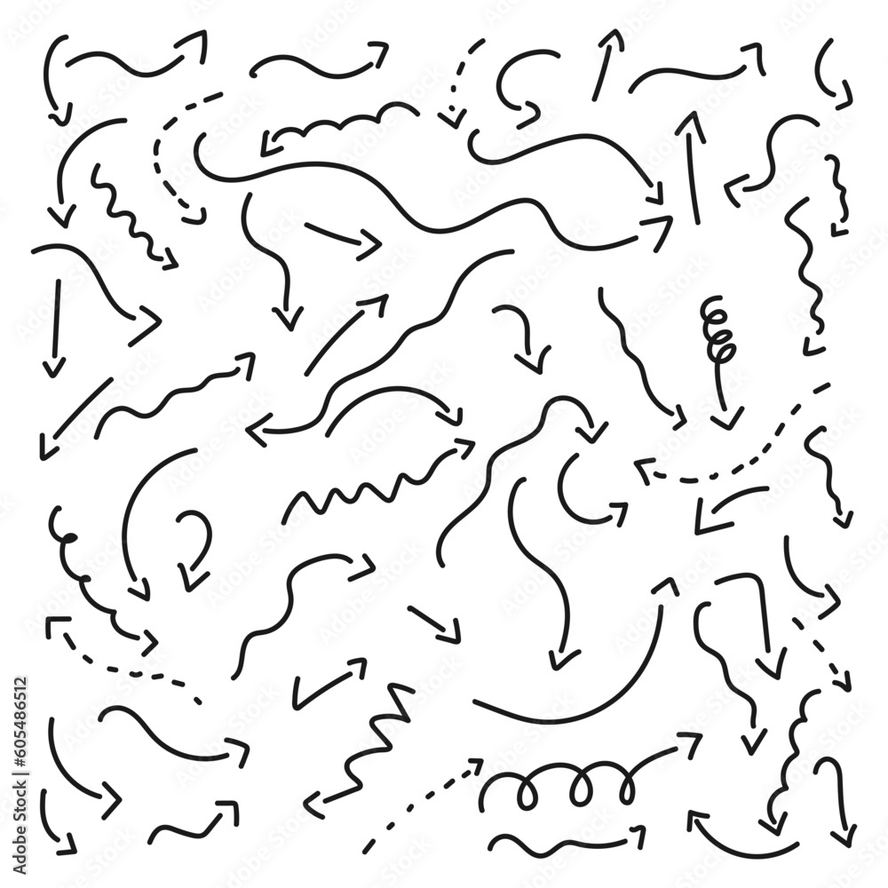 arrow-shaped hand strokes in black arrow-shaped hand strokes in black