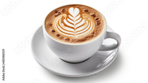 A Fancy Cup of Coffee on an Isolated on White Background 