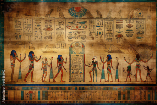 Ancient Papyrus with Hieroglyphs 