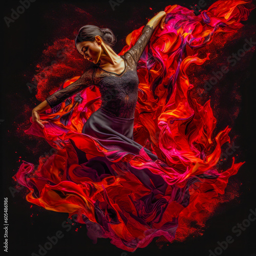 Spanish Woman Dancing Flamenco Background Cover Journal Digital Art 
