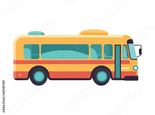 Yellow school bus driving flat