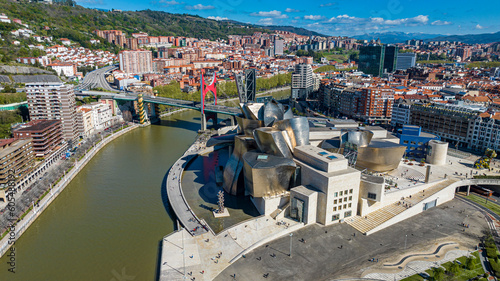 Aerial of the Guggenheim Museum, Bilbao, Basque country, Spain, Europe photo