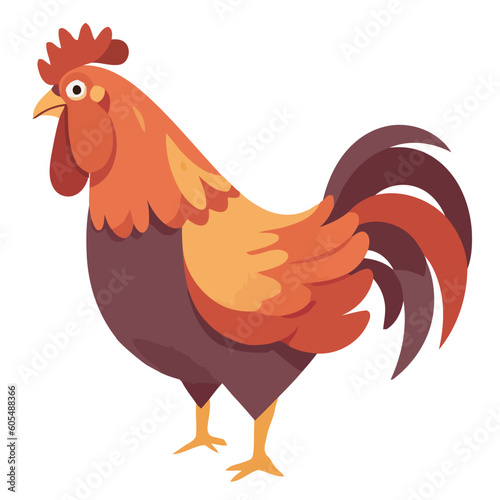 Cute cockerel standing Chinese zodiac icon