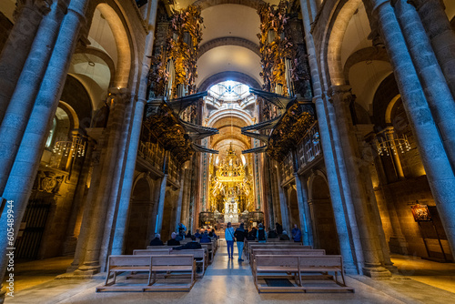 Interior of the Cathedral, Santiago de Compostela, UNESCO World Heritage Site, Galicia, Spain, Europe photo