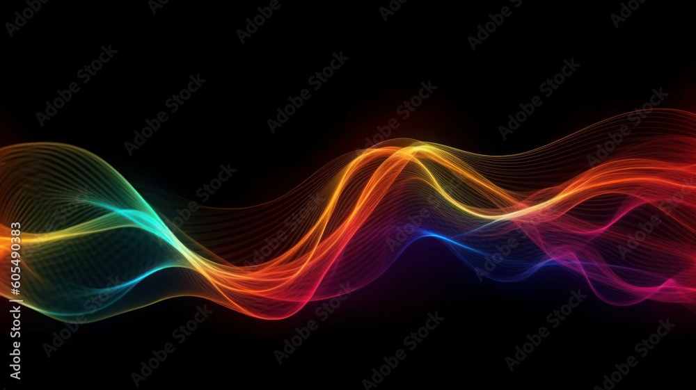 Spectrum neon lights abstract background. Futuristic waves. AI generated, human enhanced Spectrum neon lights abstract background. Futuristic waves. AI generated, human enhanced