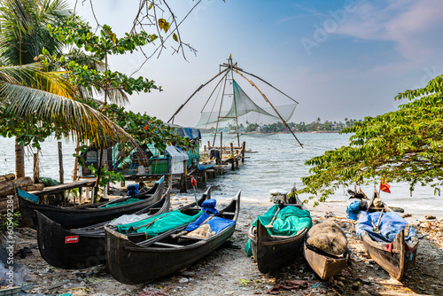 Chinese fishing nets, Kochi, Kerala, India, Asia photo