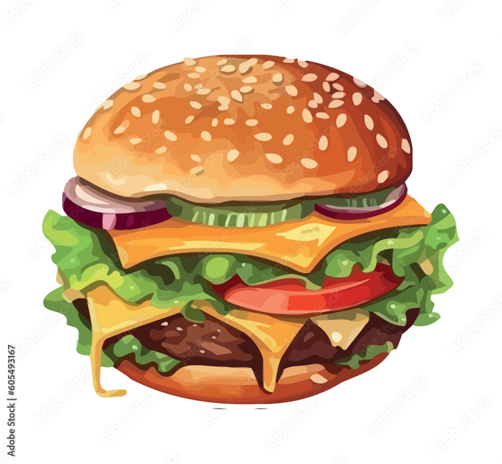 Grilled cheeseburger meal with salad