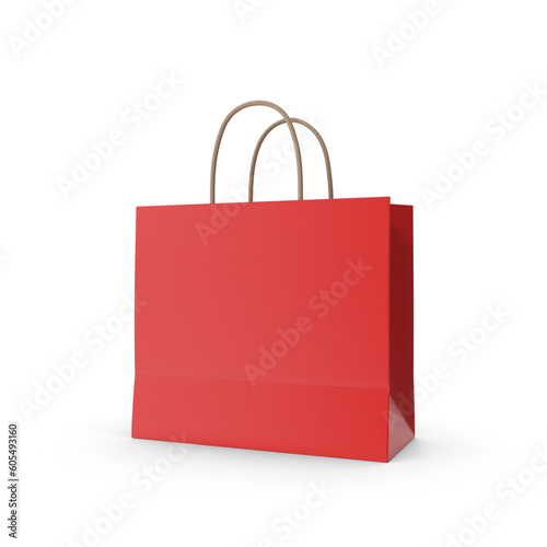 Folded paper bag with handle