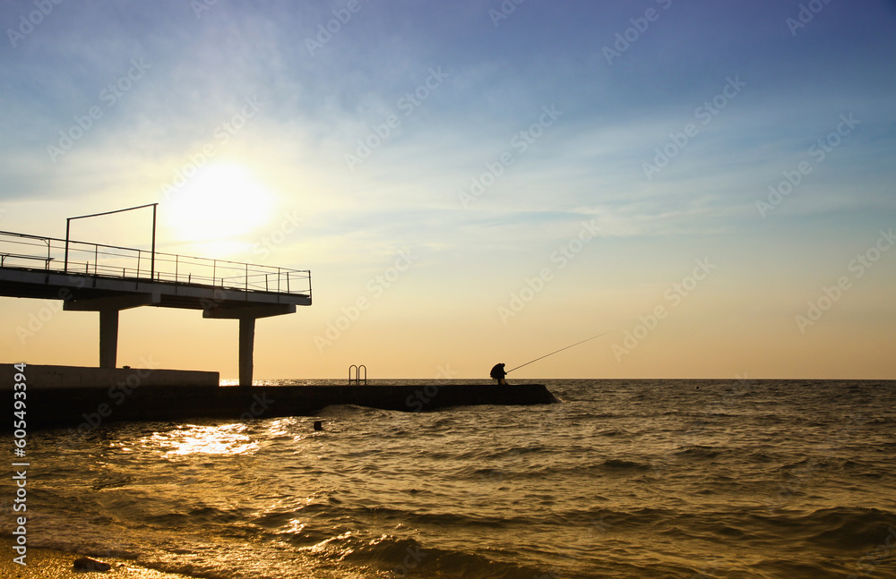 Sunset at the seashore in Crimea, Ukraine
