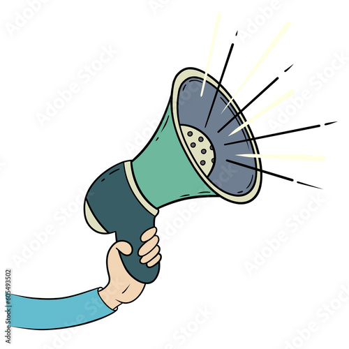 Hand Speaker, Megaphone Retro Illustration photo