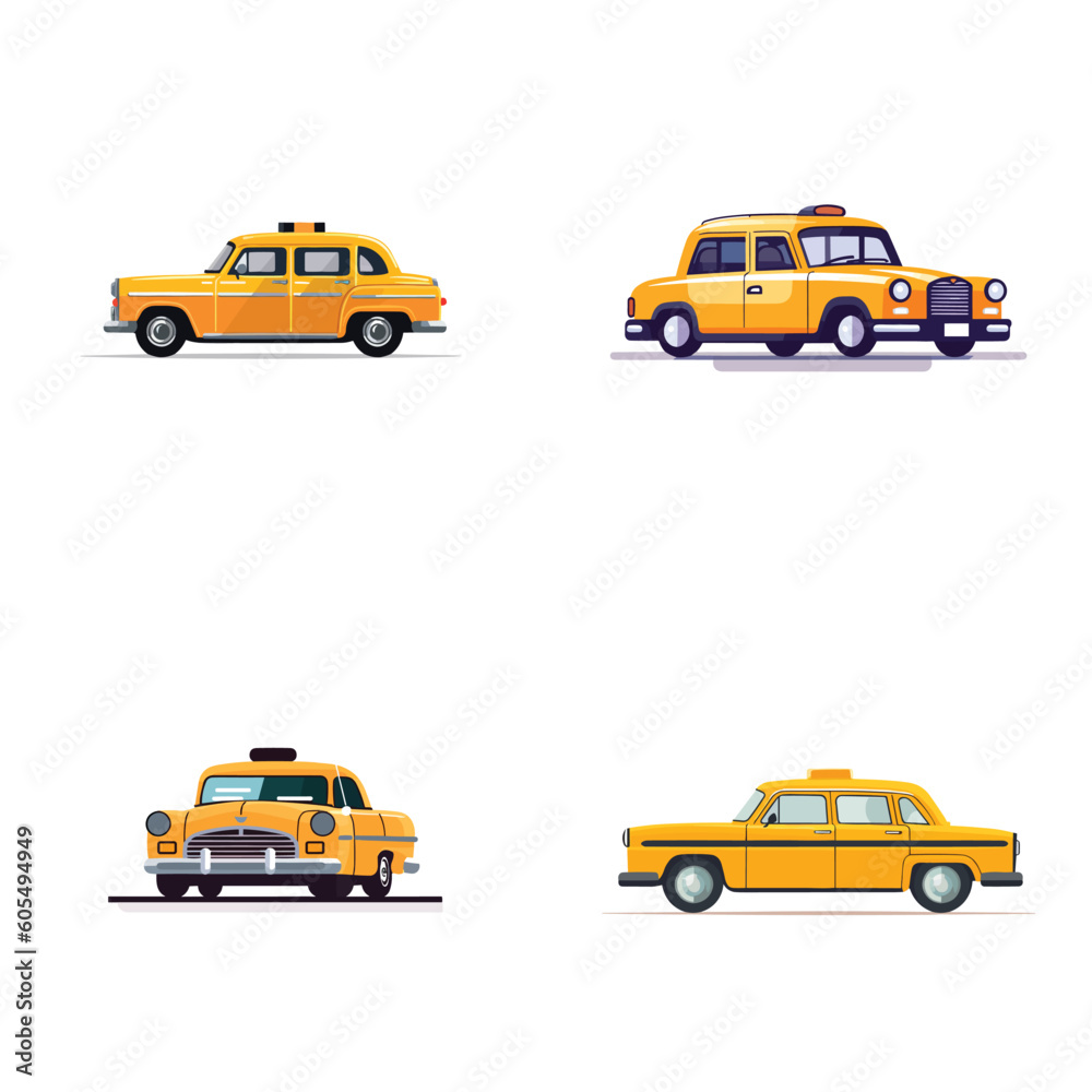 Taxi set vector isolated on white