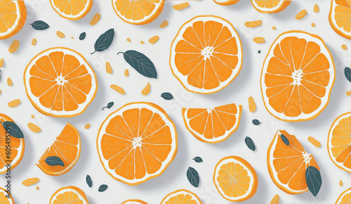 Slices of oranges, 3d art seamless pattern design from Generative AI
