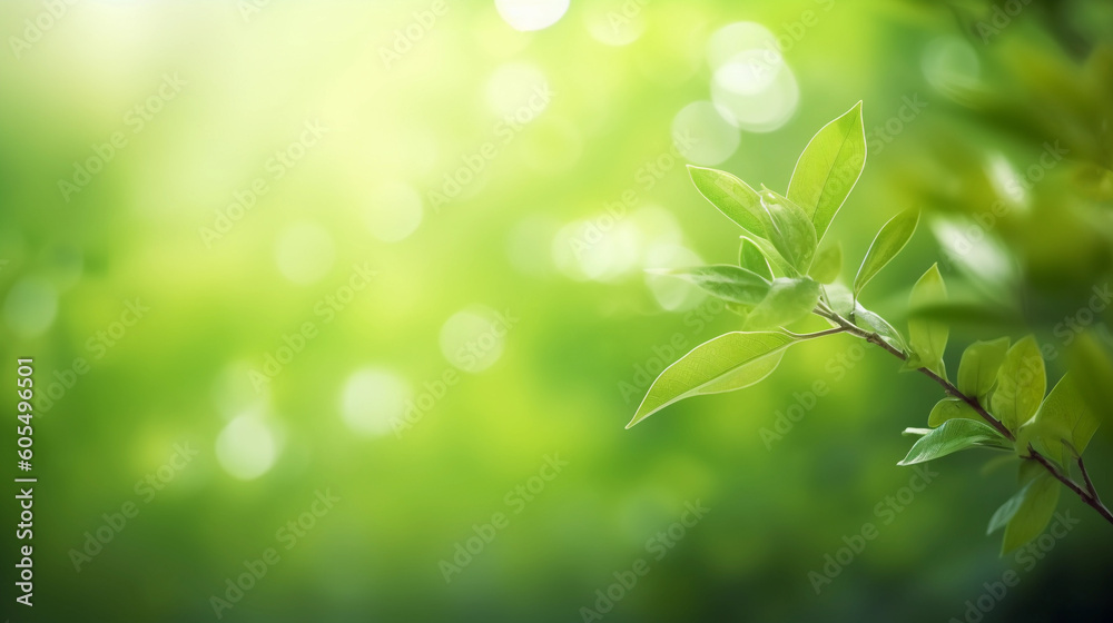 Nature of Green Leaves on beautiful Greenery bokeh background and copy space for text. Using as environment ecology cover page. Generative Ai Nature of Green Leaves on beautiful Greenery bokeh background and copy space for text. Using as environment ecology cover page. Generative Ai