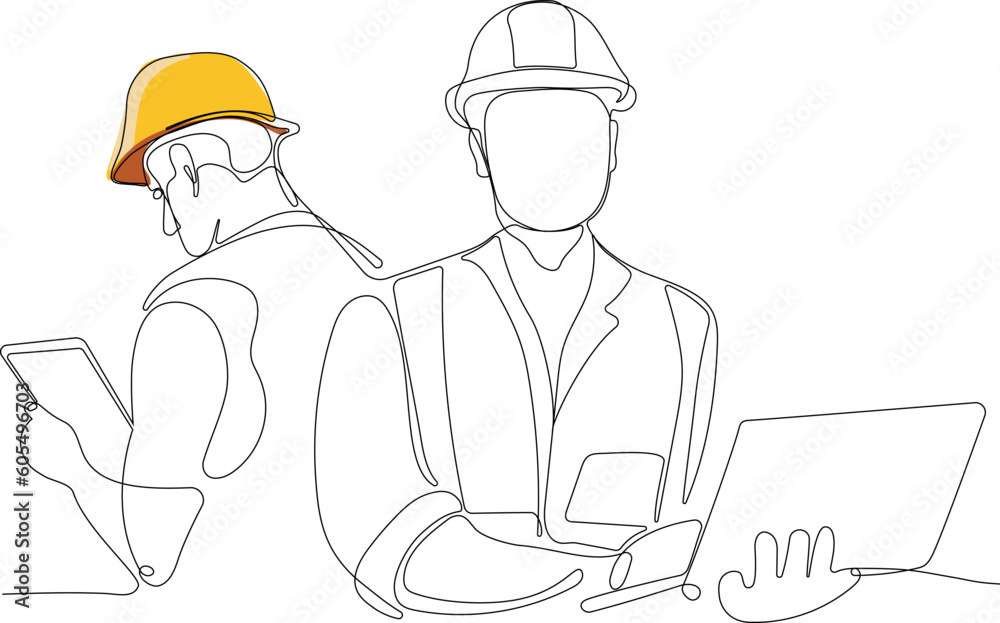 construction manager and engineer working on building site. Vector illustration construction manager and engineer working on building site. Vector illustration