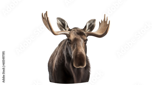  Bull Moose Head with Antlers. Cutout PNGs with Transparent Backgrounds for Stunning Visual Impact. Generative ai.