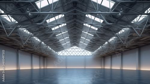 Empty exhibition center with truss. backdrop for exhibition stands Generative AI