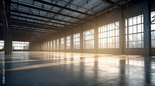 Vast Empty warehouse for car aor placment of automobile Generative AI