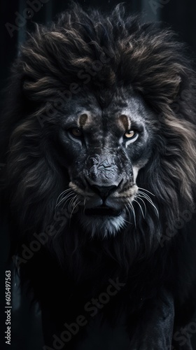 Dark Majesty  Unveiling the Power and Beauty of a Black Majestic Lion  generative ai