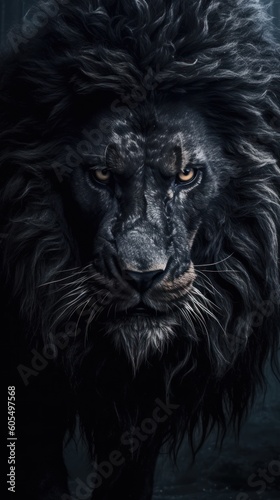 Dark Majesty: Unveiling the Power and Beauty of a Black Majestic Lion, generative ai