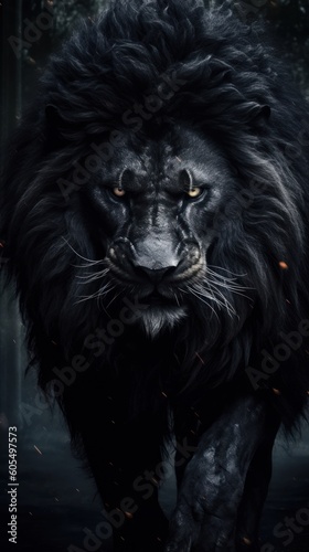 Dark Majesty  Unveiling the Power and Beauty of a Black Majestic Lion  generative ai