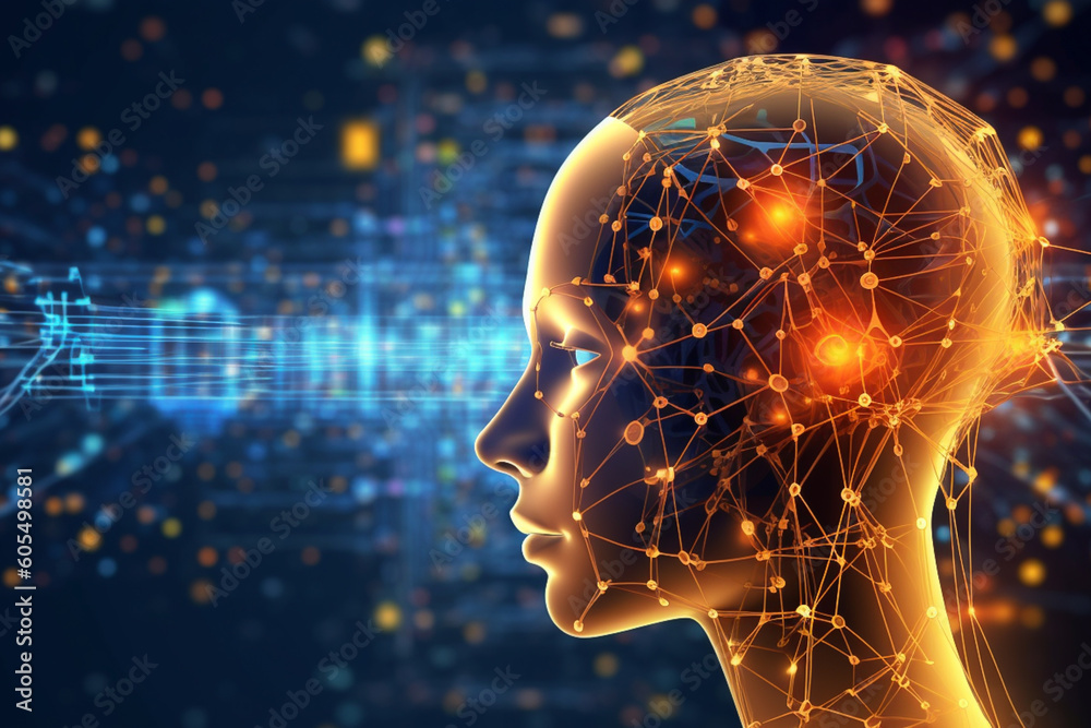 Humanoid cyborg robot powered by artificial intelligence, background banner, concept of machine learning advanced technology, AI Humanoid cyborg robot powered by artificial intelligence, background banner, concept of machine learning advanced technology, AI
