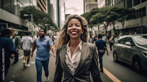 Brazilian Businesswoman: Embracing Confidence and Ambition on Avenida Paulista, generative ai