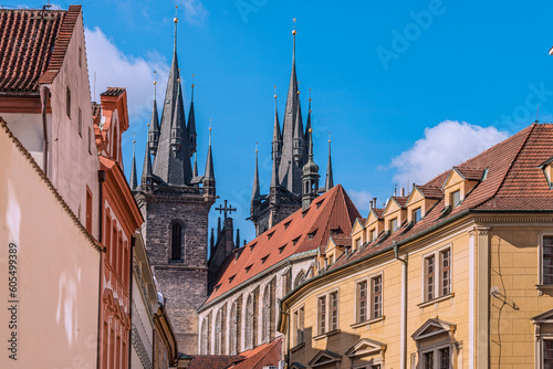 Towers of St Vito Cathedral, they dominate the Prague skyline. Not only is the cathedral a place of pilgrimage, it is also a museum, treasure chamber and a blockbuster attraction. Prague, 2018