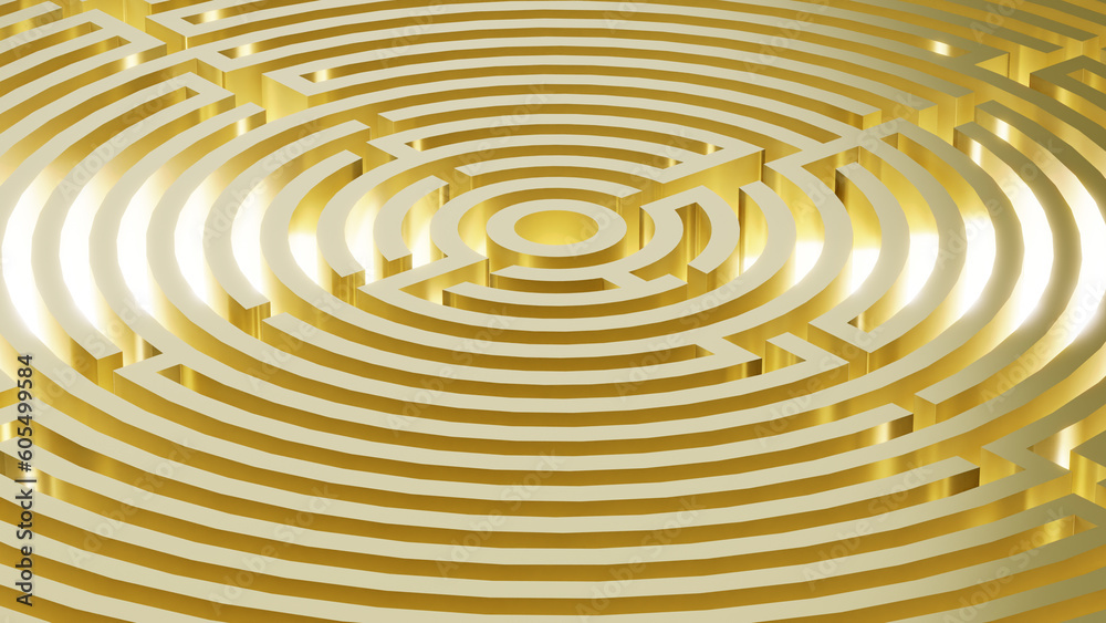 realistic 3D gold circle maze with a luxury and shiny theme realistic 3D gold circle maze with a luxury and shiny theme