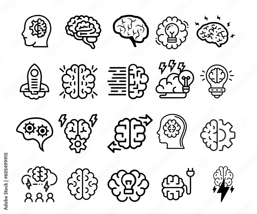 set of icons Brainstorming. Brain. Stock vector illustration.