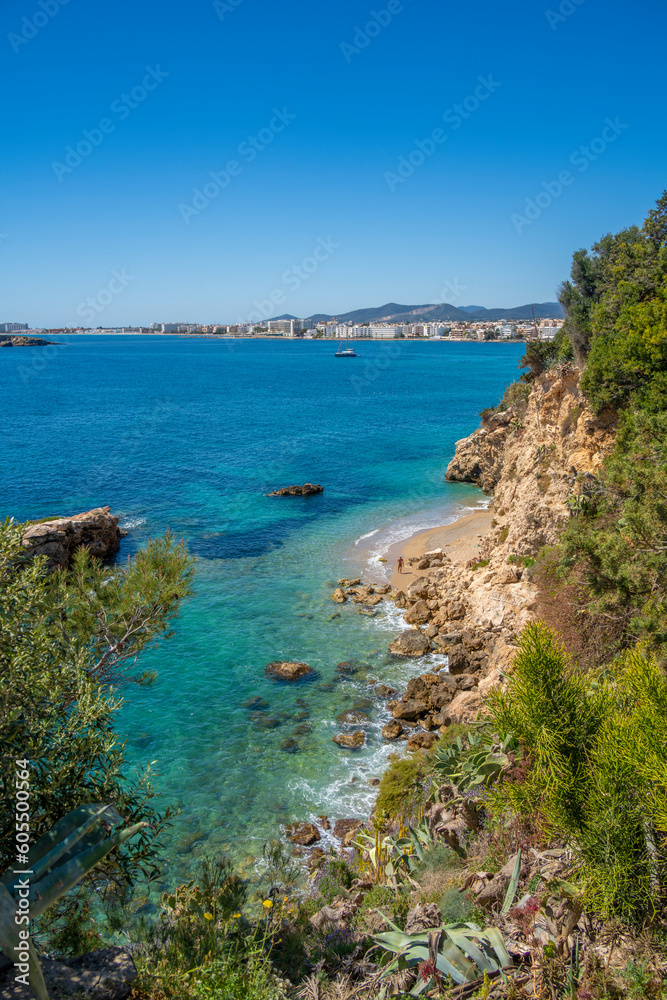 View of hotels overlooking Playa Den Bossa Beach, Ibiza Town, Eivissa, Balearic Islands, Spain, Mediterranean, Europe View of hotels overlooking Playa Den Bossa Beach, Ibiza Town, Eivissa, Balearic Islands, Spain, Mediterranean, Europe