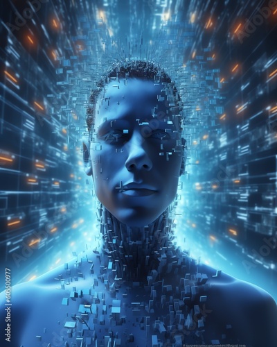 The face of Artificial Intelligence, digital age, computer, generative aI