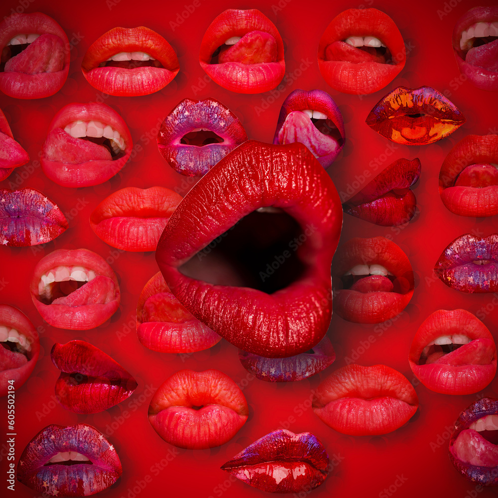 Lips and mouth. Female lip in red background. Sexy lips. Lips and mouth. Female lip in red background. Sexy lips.