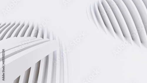 Abstract Curved Shapes. White Circular Background.