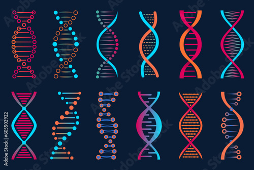 DNA vector icon. Biology science, biochemistry laboratory and biotechnology company vector emblem. Human genome chromosome research, evolution symbol or graphic icon with DNA spiral or abstract helix