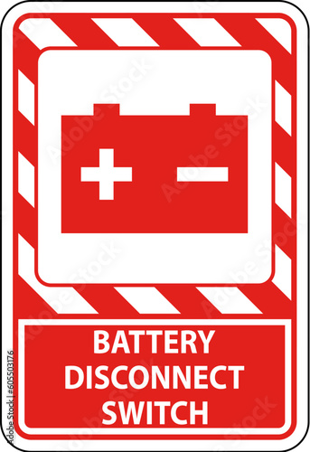Battery Disconnect Switch Sign On White Background