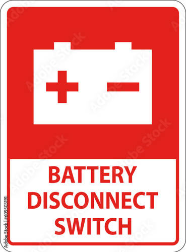 Battery Disconnect Switch Sign On White Background