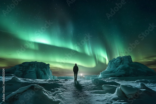 Aurora Borealis Northern Lights Silhouette Landscape