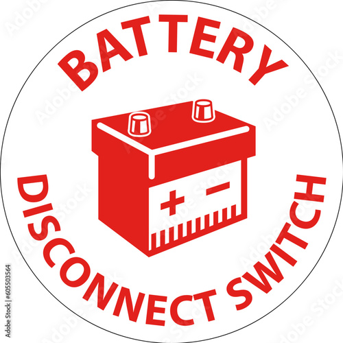 Battery Disconnect Switch Sign On White Background