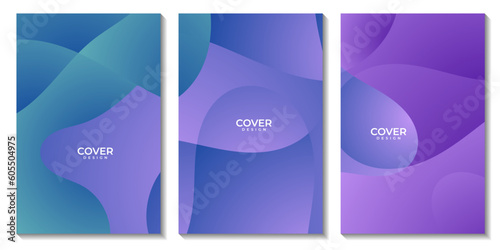 set of flyers with abstract arts  colorful wave background