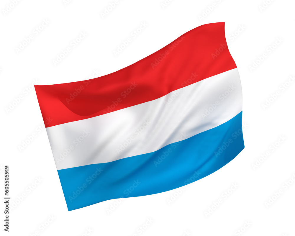 Simple 3D Luxembourg flag in the form of a wind-blown shape Simple 3D Luxembourg flag in the form of a wind-blown shape