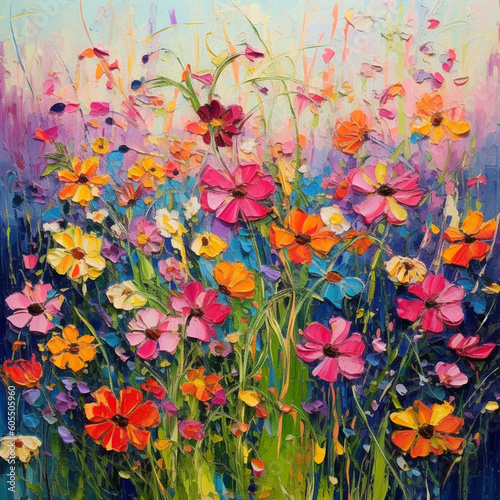 colorful flowers, painting, art © Awanis