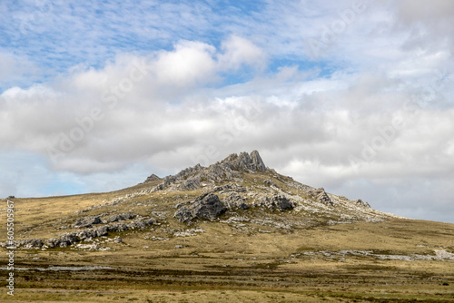 Rocky outcropping in the hills of the Falkland Islands near Stanley photo