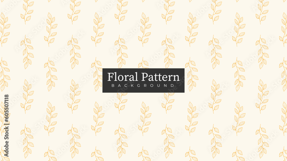 Hand-drawn floral pattern, yellow floral background, hand drawn yellow leaves background Hand-drawn floral pattern, yellow floral background, hand drawn yellow leaves background