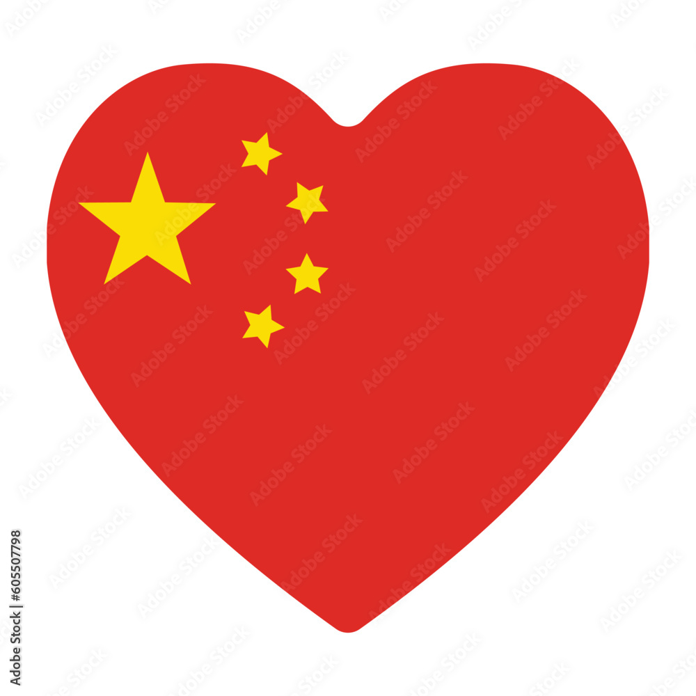 China flag, Flag of China in heart shape China flag, Flag of China in heart shape
