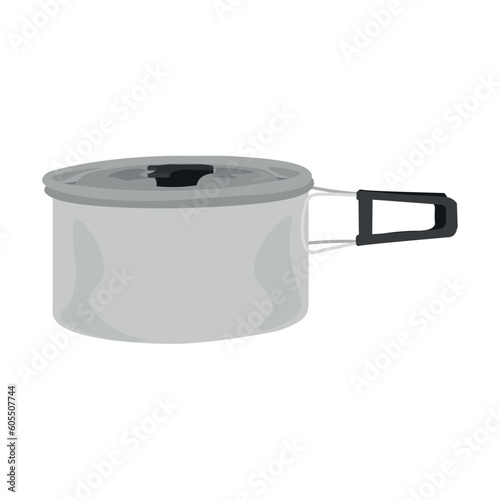 Tourist's saucepan on white background