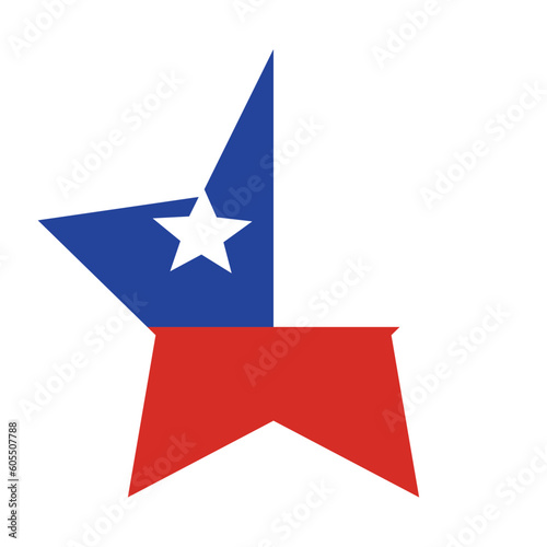 Flag of Chile. Chile Flag in star shape 