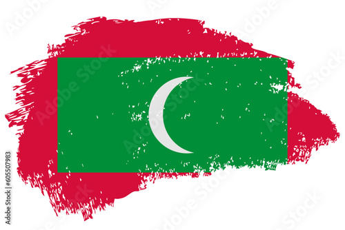 Maldives brush stroke flag vector background. Hand drawn grunge style Maldivian isolated banner