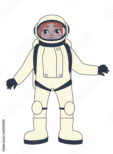 Female astronaut in space suit on white background © Pixel-Shot